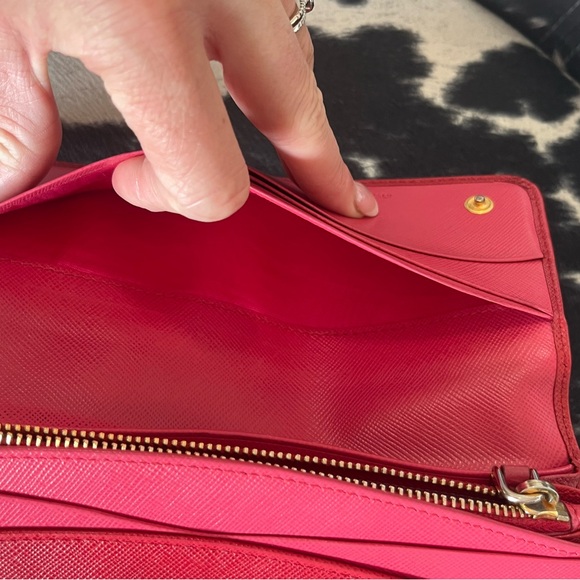 Prada Red & Pink Leather Long Wallet - Picture 9 of 13